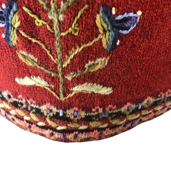Icelandic Design Wool Zip Cardigan Women L Red and Embroidery Accents - Picture 8 of 11